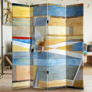 BAKAJI  Παραβάν Διαχωριστικό 4 Πάνελ Εκτύπωση Μπρος Πίσω Αφηρημένος...