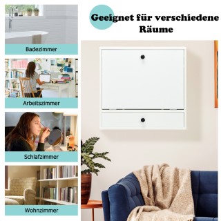 Costway  Πτυσσόμενο Επιτοίχιο Γραφείο Laptop με Αποθηκευτικούς Χώρο...