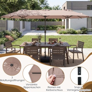 Costway Διπλή Ομπρέλα Ηλίου με Βάση UPF 50+ Καφέ 243 x 212 x 400 εκ... Costway Διπλή Ομπρέλα Ηλίου με Βάση UPF 50+ Καφέ 243 x 212 x 400 εκ...