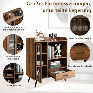 Costway Ξύλινη Κάβα Ποτών με Πόρτα & Συρτάρι 80 x 40 x 95 εκ. Φυσικ...