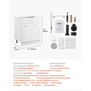 VEVOR Συρταριέρα Συναρμολόγησης 24 x 19 x 32 Στυλ Shaker CJDJCJDJ1C...