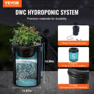 VEVOR Σύστημα Υδροπονίας DWC με Άνω Στάγδην 1 Κάδος 5Gal  SSSPXT1T8...