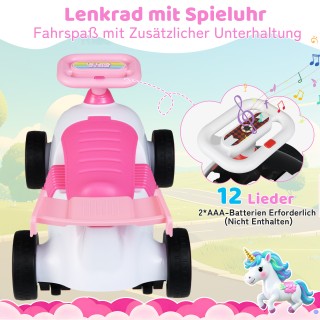 Costway Παιδικό Όχημα Ολίσθησης με Θέμα Μονόκερου και Μουσική & Απο...