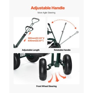 VEVOR Κήπος Καροτσάκι με Στρογγυλή Θέση και Αποθηκευτικό Χώρο KYDHY...