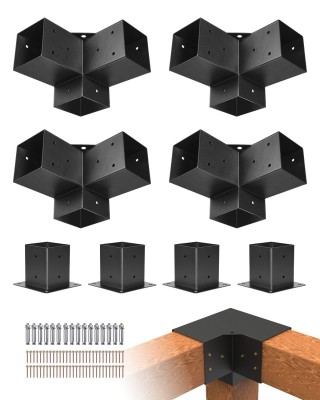 VEVOR Σετ Γωνιακών Βραχιόνων Πέργκολας 4x4, 4 Τεμάχια 3-Κατευθύνσεω...