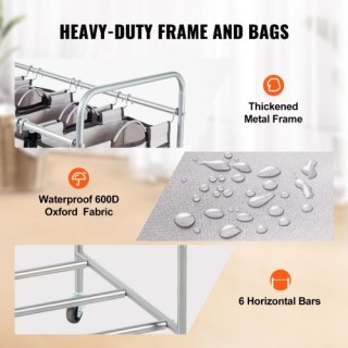 Καρότσι Διαλογής Ρούχων VEVOR με 4 Αποσπώμενες Τσάντες και Ρόδες X... Καρότσι Διαλογής Ρούχων VEVOR με 4 Αποσπώμενες Τσάντες και Ρόδες X...