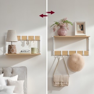 VASAGLE Διπλής Όψης Ράφια Τοίχου με Αποσπώμενους Γάντζους, Χρώμα Δρ...