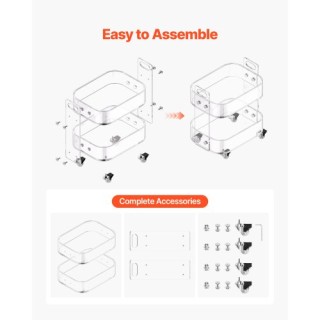 VEVOR Διαφανές Ακρυλικό Τραπέζι με Ρόδες, 2 Επίπεδα, 30.5 x 41.6 x ...