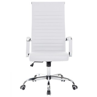 BAKAJI  Καρέκλα Γραφείου από Συνθετικό Δέρμα Λευκή Περιστρεφόμενη Π...