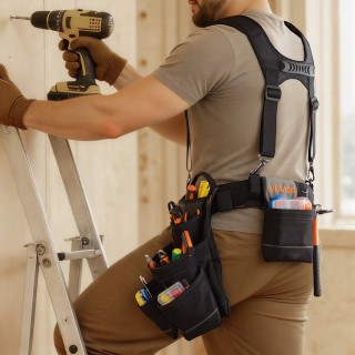 VEVOR Ζώνη Εργαλείων με 19 Τσέπες και Αποσπώμενες Τιράντες - Ιδανικ...