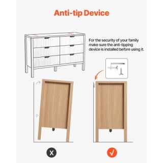 VEVOR Ξύλινη Συρταριέρα με 6 Αυλακωτά Συρτάρια και Σύστημα Ασφαλεία...