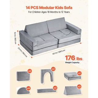 VEVOR Παιδικός Πολυμορφικός Καναπές, Γκρι ZHETSF14JTHSOMUNU001V0 VEVOR Παιδικός Πολυμορφικός Καναπές, Γκρι ZHETSF14JTHSOMUNU001V0