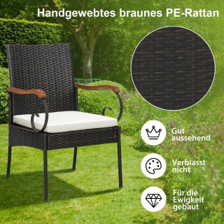 Costway  Σετ Δύο Ψάθινων Καρεκλών Βεράντας με Μαξιλάρια για Άνεση κ...