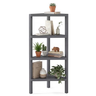 Costway Γωνιακή βιβλιοθήκη 4 επιπέδων με ανοιχτά ράφια, ελεύθερης τ...