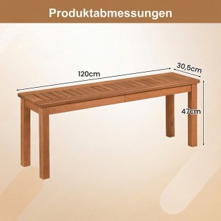 Costway Ξύλινο παγκάκι κήπου 2 θέσεων χωρίς πλάτη, ανθεκτικό στις κ...