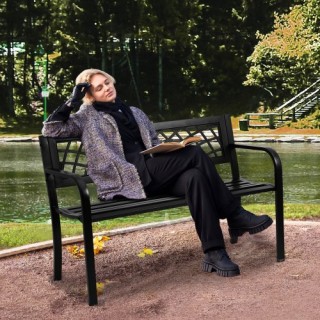 VEVOR  Μεταλλικό Παγκάκι 46, 480 lbs, με Πλάτη & Μπράτσα για Κήπο/Π...