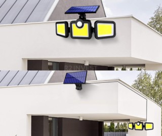 Ηλιακό Φωτιστικό Τοίχου 3 σε 1 με Καλωδιωμένο Ηλιακό Πάνελ και Τηλε...