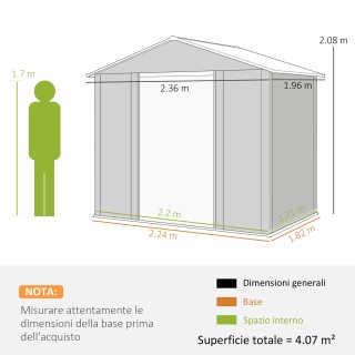 Outsunny Μεταλλική Αποθήκη Κήπου, 236x196x208 εκ, Καφέ 845-179V02BN