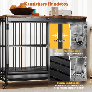 Costway Πτυσσόμενο Σπιτάκι Σκύλου με Αποσπώμενο Δίσκο & Ρόδες & Κλε...