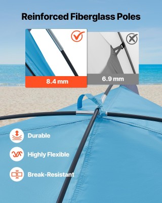 VEVOR Σκηνή Παραλίας για 4 Άτομα - UPF 50+ Προστασία, Φορητό Σκίαστ...