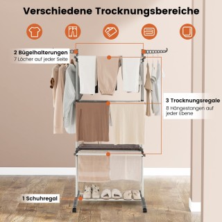 Costway Πτυσσόμενη απλώστρα ρούχων 3 επιπέδων 127 x 63 x 171 cm Γκ... Costway Πτυσσόμενη απλώστρα ρούχων 3 επιπέδων 127 x 63 x 171 cm Γκ...