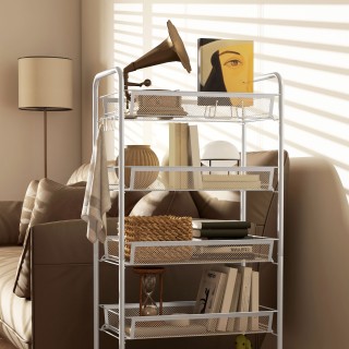 HOMCOM Καρότσι Κουζίνας Εξοικονόμησης Χώρου 5 Επιπέδων με Καλάθια Δ...