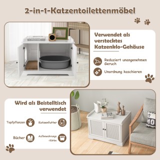 Costway Πολυμορφικό Ντουλάπι Γάτας με Διπλές Πόρτες & Είσοδο - Ιδιω...