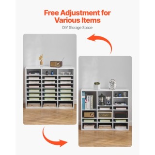 VEVOR Ξύλινος Οργανωτής Λογοτεχνίας 24 Θέσεων με Ρυθμιζόμενα Ράφια ...