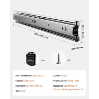 VEVOR Συρόμενοι Οδηγοί Ντουλαπιών Πλευρικής Τοποθέτησης 22 ιντσών 1... VEVOR Συρόμενοι Οδηγοί Ντουλαπιών Πλευρικής Τοποθέτησης 22 ιντσών 1...