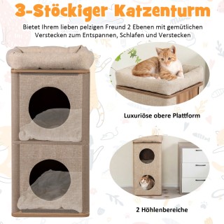 Costway Τριώροφος πύργος ξυσίματος για γάτες με σανίδα ξυσίματος κα...