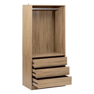 Ξύλινη Ντουλάπα με 3 Συρτάρια & Κρεμάστρα 80 x 48 x 180cm Φυσικό Ξύ... Ξύλινη Ντουλάπα με 3 Συρτάρια & Κρεμάστρα 80 x 48 x 180cm Φυσικό Ξύ...