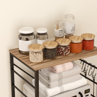 HOMCOM Ράφι Κουζίνας 3 Επιπέδων Βιομηχανικού Στυλ με Ρόδες και 4 Γά...