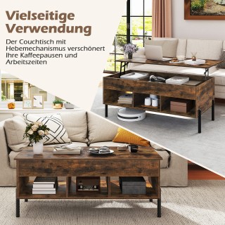 Costway Ρυθμιζόμενο σε ύψος τραπεζάκι σαλονιού με ανασηκούμενη επιφ...