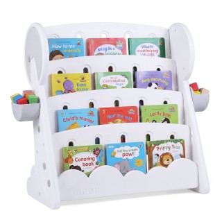 Costway Παιδική βιβλιοθήκη 4 επιπέδων με 2 κουτιά αποθήκευσης & ανα...
