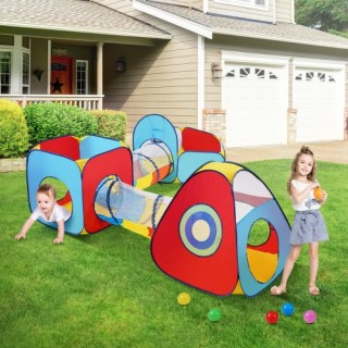 Παιδική Σκηνή Παιχνιδιού 5 σε 1 με Τούνελ & Μπασκέτα - VEVOR  PPSDZ...