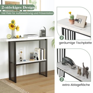 Costway  Δίπατος Κονσόλα Μαρμάρου: Κομψός Μαύρος & Λευκός Πλαϊνός Τ...