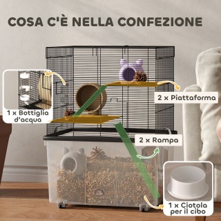 PawHut Κλουβί για χάμστερ 3 επιπέδων με ρόδες, 2 πλατφόρμες, ράμπες... PawHut Κλουβί για χάμστερ 3 επιπέδων με ρόδες, 2 πλατφόρμες, ράμπες...