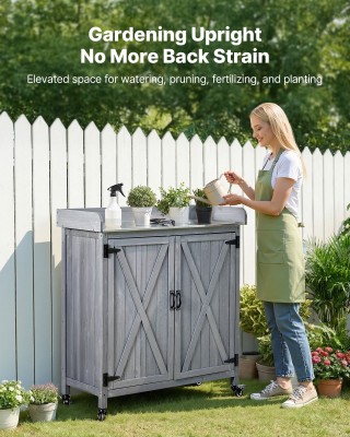 VEVOR Ξύλινος Πάγκος Κηπουρικής Εξωτερικού Χώρου με Γαλβανισμένη Σι...