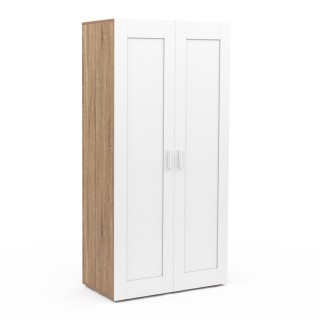 Δίφυλλη Ντουλάπα Marius με 2 Πόρτες 80 x 48 x 167 cm Λευκό & Ξύλο 3... Δίφυλλη Ντουλάπα Marius με 2 Πόρτες 80 x 48 x 167 cm Λευκό & Ξύλο 3...