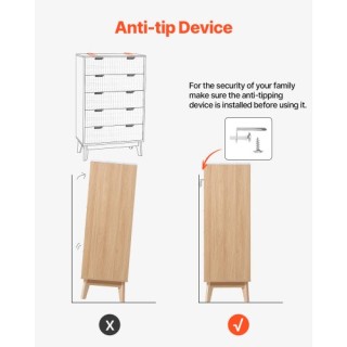 VEVOR Ξύλινη Συρταριέρα με 5 Αυλακωτά Συρτάρια και Σύστημα Ασφαλεία...