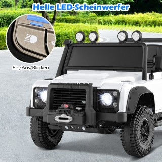 Costway Λευκό Ηλεκτρικό Παιδικό Αυτοκίνητο Land Rover Defender με Γ...
