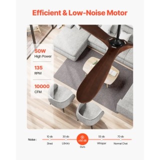 VEVOR Ανεμιστήρας Οροφής 72 Ξύλινη Λεπίδα Χωρίς Φως με Τηλεχειριστή...