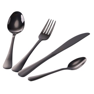 Galileo Σετ 16 μαχαιροπίρουνα από μαύρο γυαλιστερό ανοξείδωτο χάλυβ...