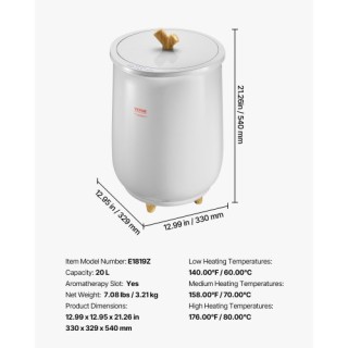 VEVOR Κουβάς Θερμάνσεως Πετσέτας 20L με Χρονόμετρο LED και Ρύθμιση ... VEVOR Κουβάς Θερμάνσεως Πετσέτας 20L με Χρονόμετρο LED και Ρύθμιση ...