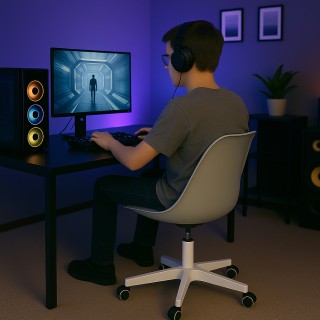 Shally Dogan Εργονομική Γκρι Καρέκλα Γραφείου με Ρόδες για Στούντιο...