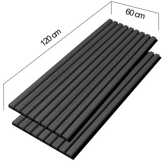 BAKAJI  Σετ 2 Ηχοαπορροφητικά Πάνελ 60x120εκ Μαύρο Καπνιστό Ξύλο 3D...