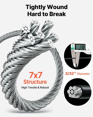 VEVOR Σετ Σύρμα 2.38 mm, 50.3 m, Ανοξείδωτο Ατσάλι 304, Αντοχή 2 kN...