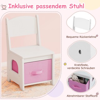 Costway Σετ Παιδικό Τραπέζι και Καρέκλα Μακιγιάζ με Καθρέφτη και Ρυ...