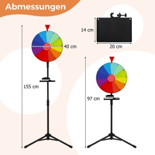 Costway  Τροχός Τύχης με Προσαρμόσιμα Χρωματικά Πεδία και Ρυθμιζόμε...