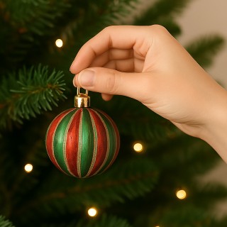 BAKAJI Σετ 8 Μπάλες Χριστουγεννιάτικου Δέντρου Κόκκινες και Πράσινε...